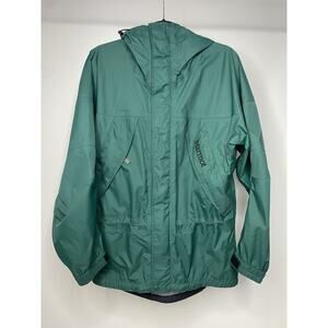 Marmot Men's Small Green Shell Jacket Hooded Zip Up Nylon Gorpcore Hiking
